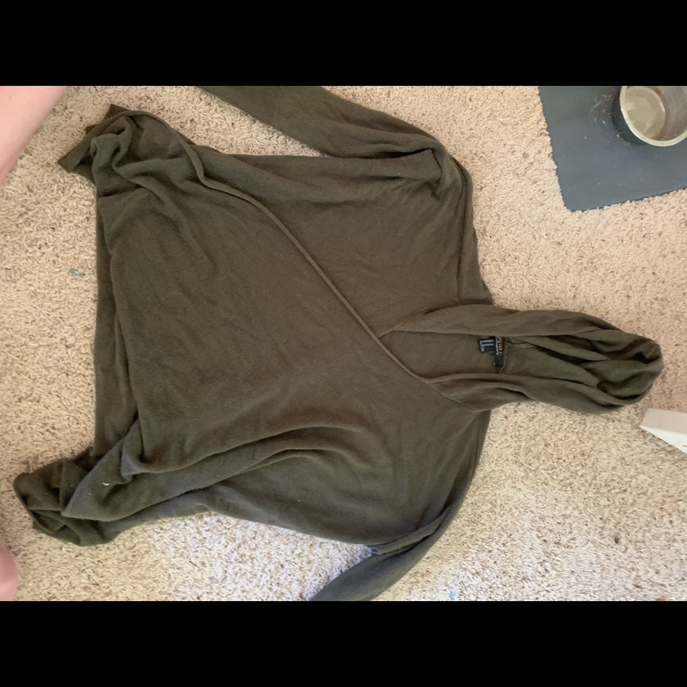 Green wrap sweater